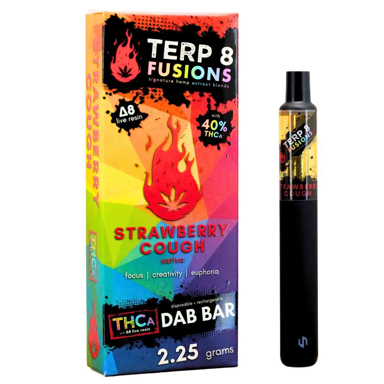 2.25-Gram Strawberry Cough THCA + D8 Live Resin Disposable Dab Bar