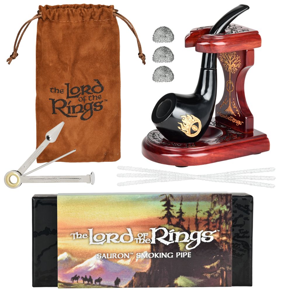 Pulsar Shire Pipes x LoTR SAURON Pipe & MIDDLE-EARTH Pipe Stand Bundle- 5.5"