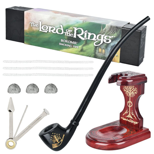 Pulsar Shire Pipes x LoTR BOROMIR Pipe & MIDDLE-EARTH Pipe Stand Bundle - 13"