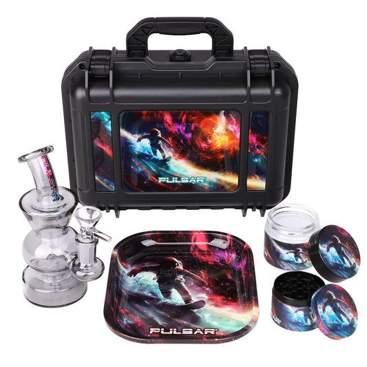 Pulsar Bent Neck Water Pipe Smoker's Hard Case Travel Set | 5.75" | 14mm F