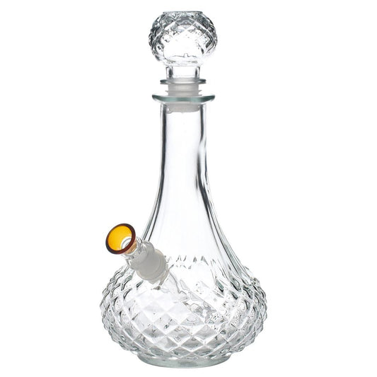 Vintage Decanter Style Glass Bong w/ Cap - 8.25"/ Long Neck