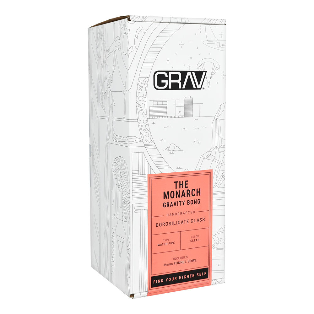 GRAV Monarch Gravity Water Pipe - 12" - 14mm F - Clear