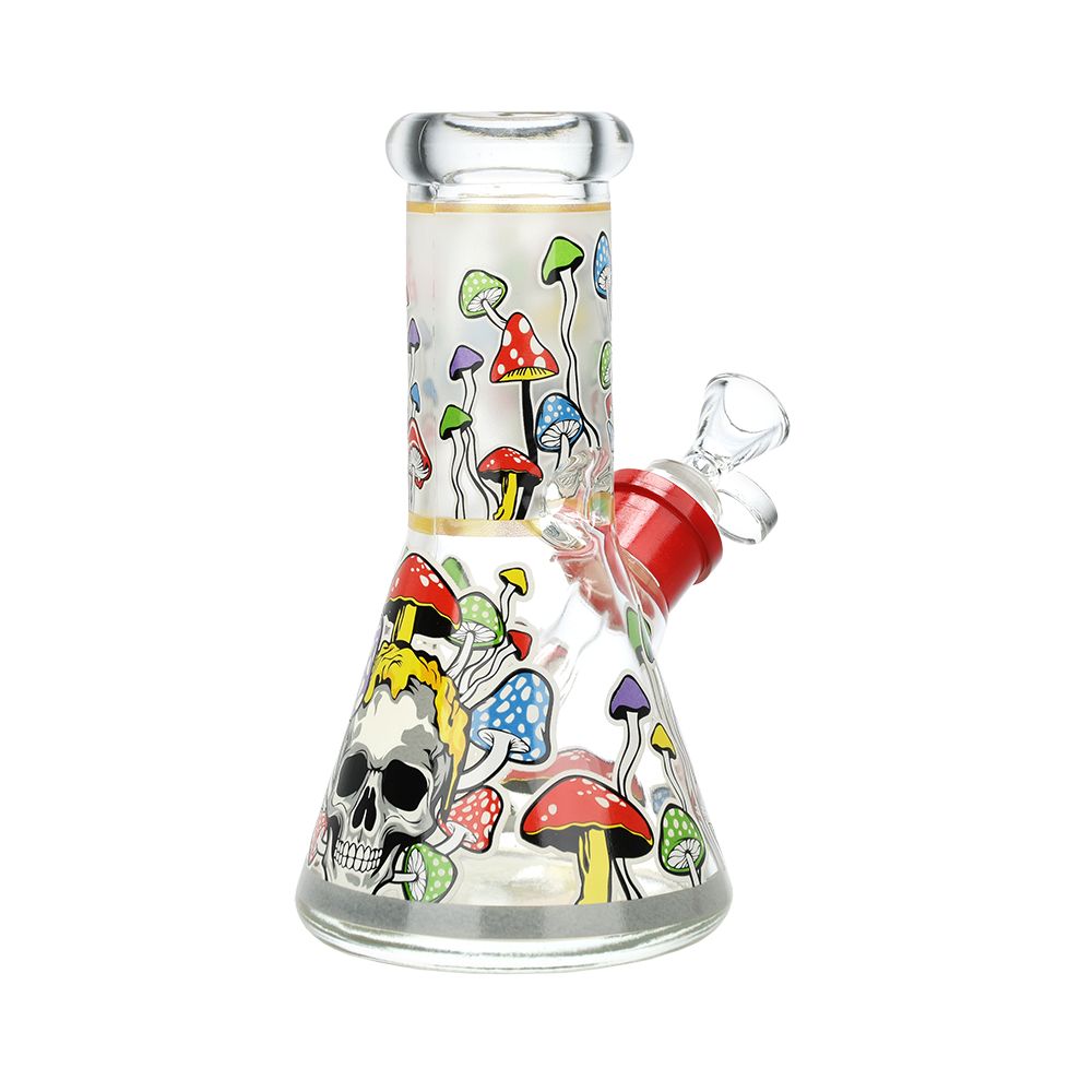 Monstrous Mushroom Mashup Beaker Glass Water Pipe - 8"/ 14mm F / Designs Vary