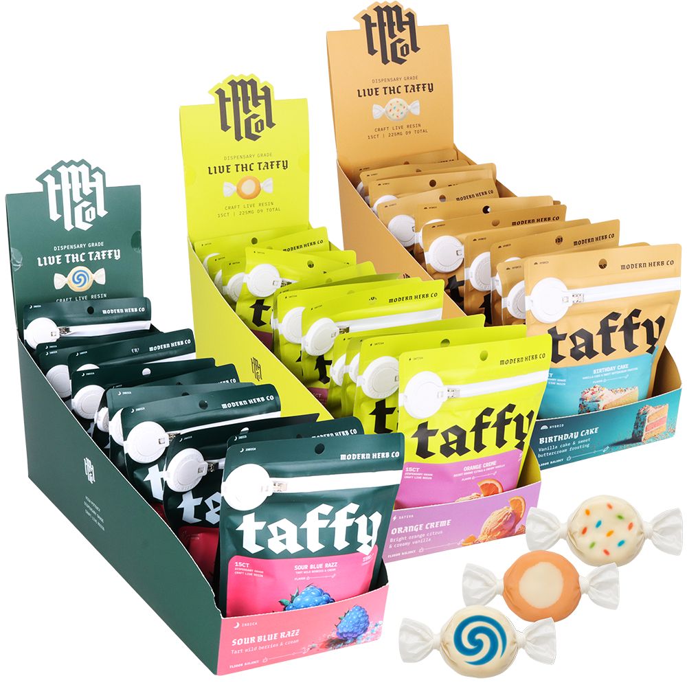 Modern Herb Co Live Resin D9 Taffy | 225mg | 15pc | 12pk Display