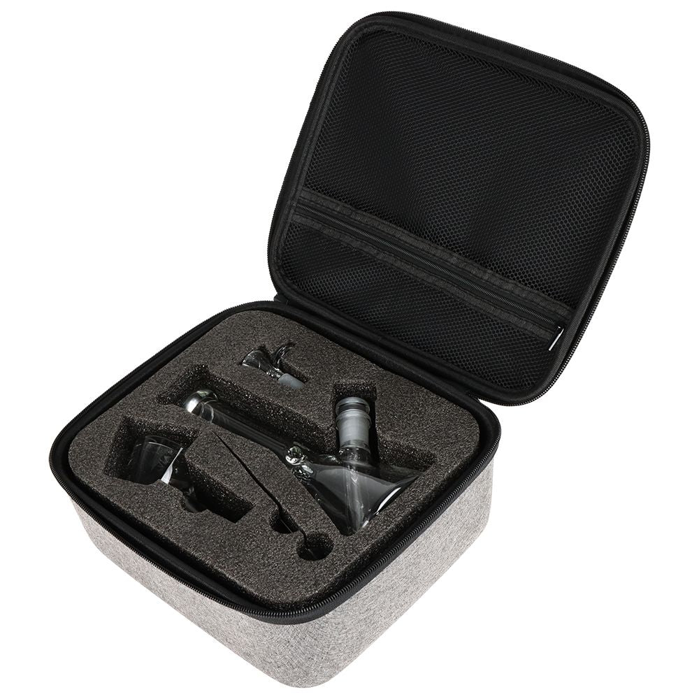 Pulsar Slant Neck Beaker Glass Water Pipe Zippered Case Travel Kit - 7" / Clear