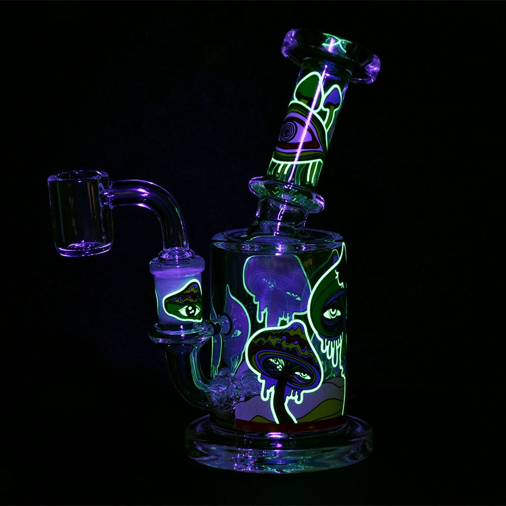 Fungi Eyes Glow In The Dark Glass Dab Rig - 6"