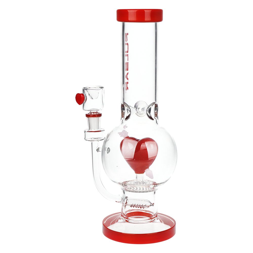 Pipa de agua de vidrio Pulsar Cupids con base de burbuja en forma de corazón - 12" / 14 mm F