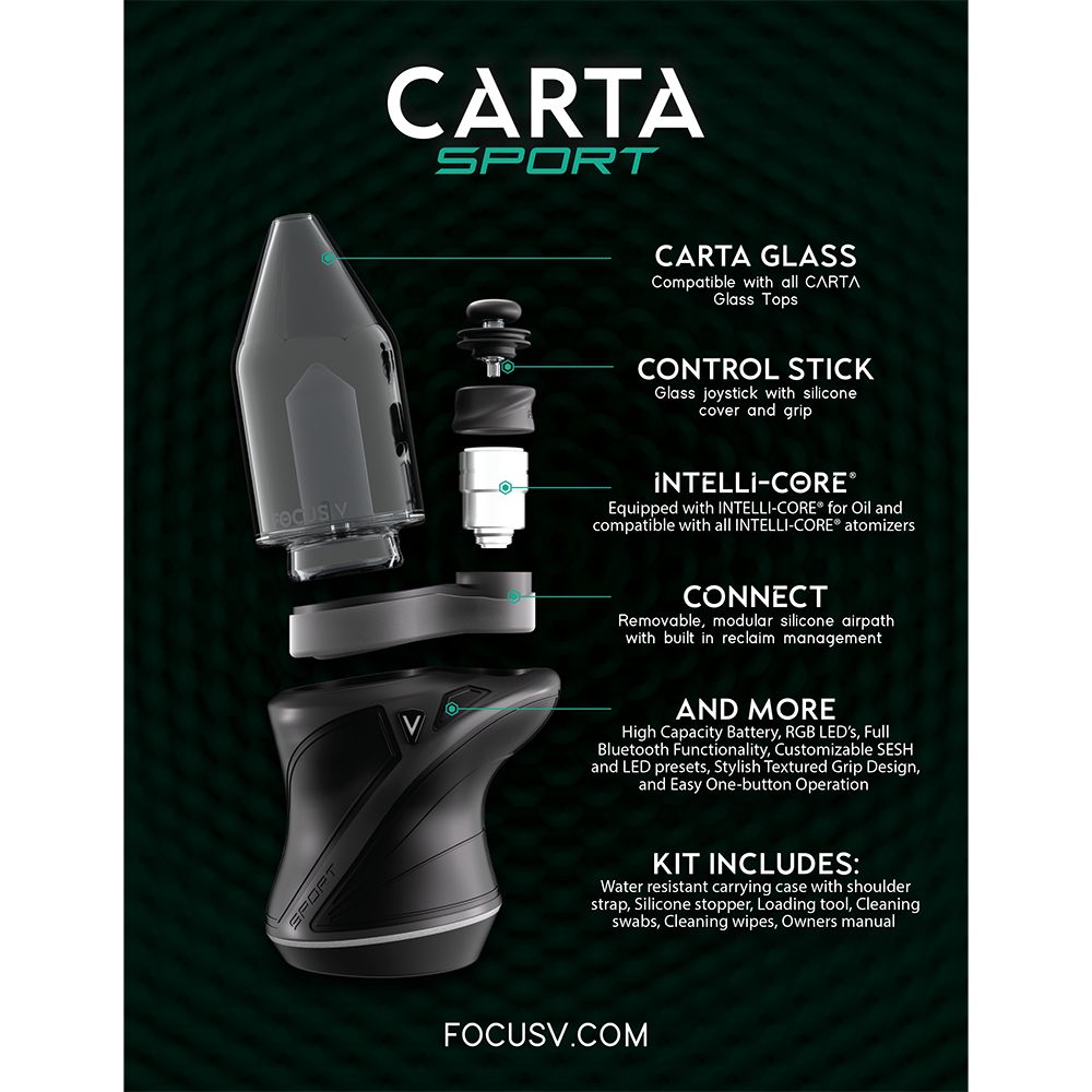 Focus V CARTA Sport Portable Electric Dab Rig | Black | 2700mAh