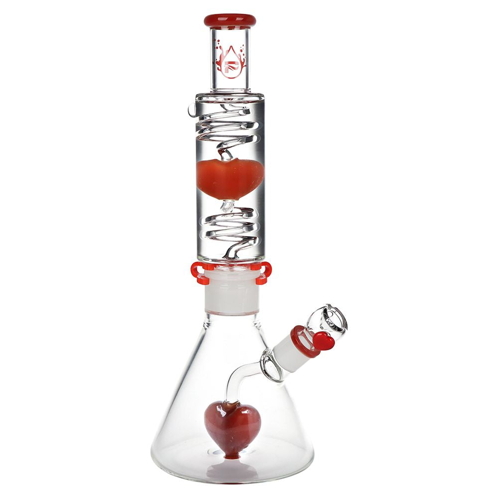 Pipa de agua de vidrio Pulsar Love Heart Beat con vaso de glicerina - 14" / 19 mm F