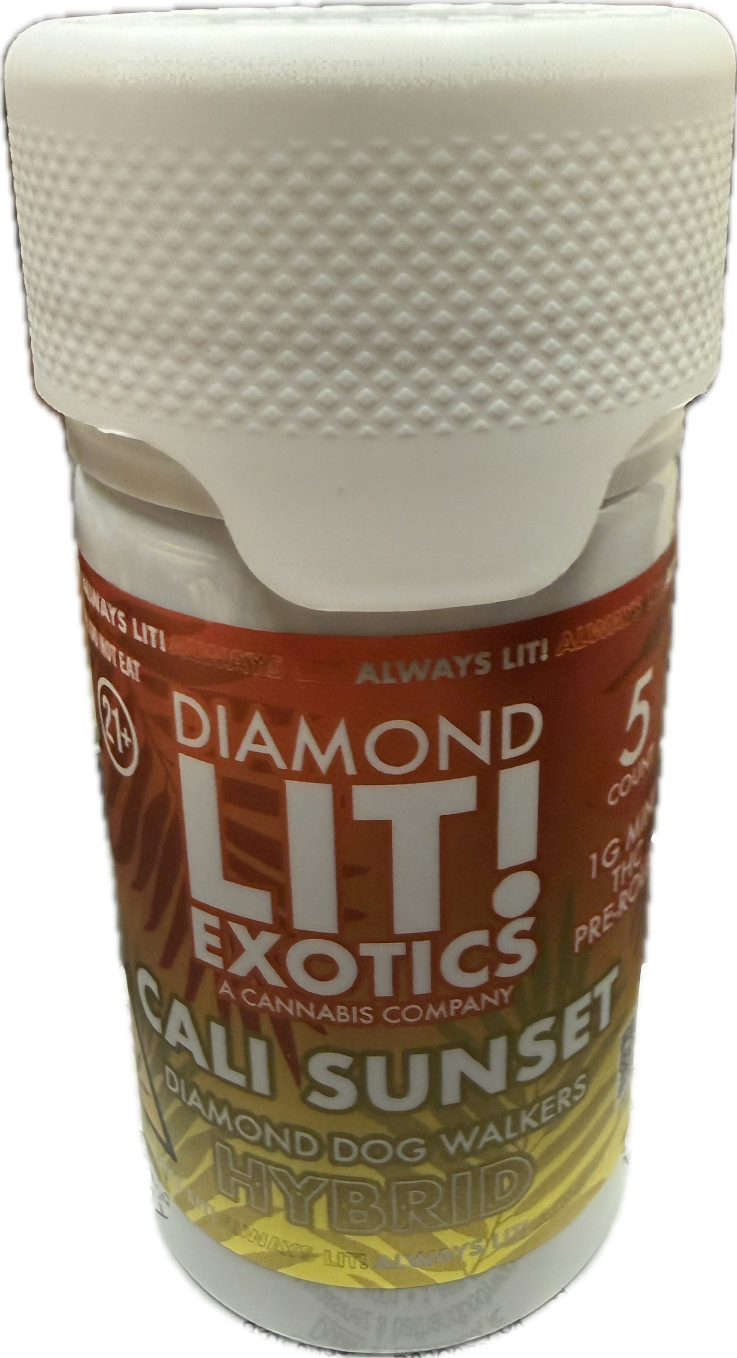 Diamond Lit! Exotics Dog Walkers - 1G Delta-8 Pre-Rolls 5ct Jar (Sativa/Hybrid/Indica)