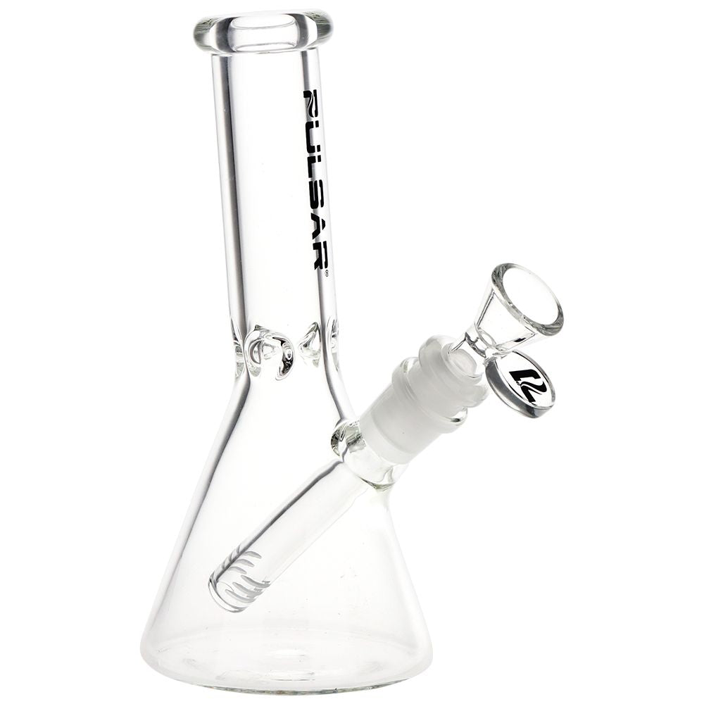 Pulsar Slant Neck Beaker Glass Water Pipe Zippered Case Travel Kit - 7" / Clear