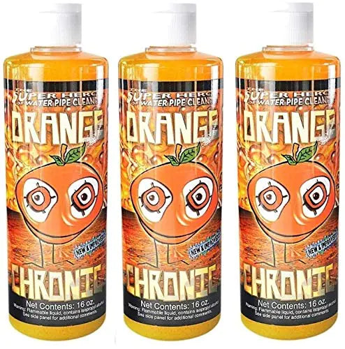 Orange Chronic Cleaner 16 oz Glass Metal Ceramic Pipe Cleaner Pack of 3