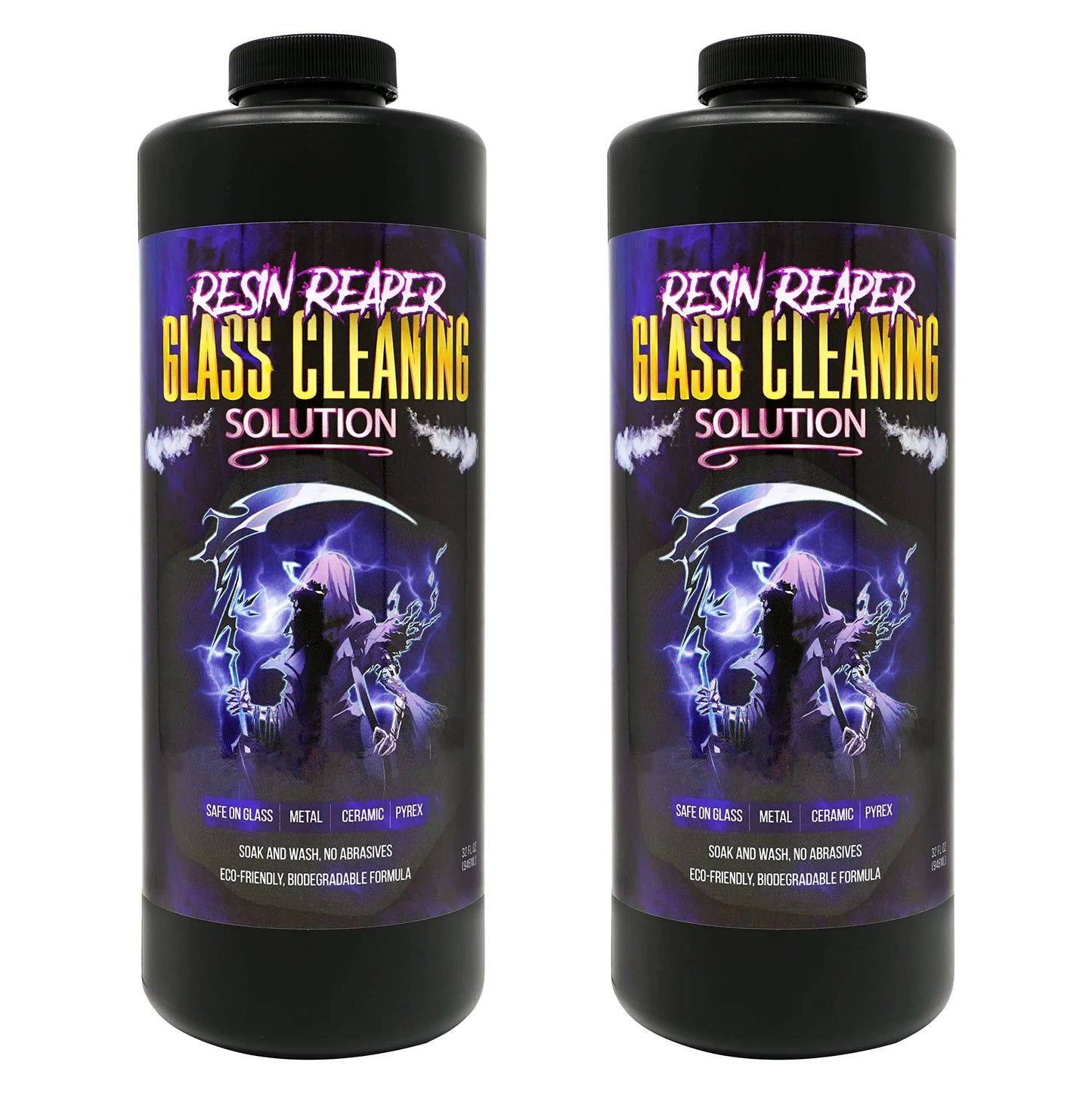 Resin Reaper Glass Cleaner 2-Pack 64 OZ | Pipe Cleaner | Safe on Glass Metal Ceramic and Pyrex | Soak and Wash - No Abrasives - Eco-Friendly Biodegradable Formula