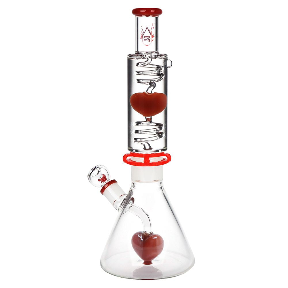 Pipa de agua de vidrio Pulsar Love Heart Beat con vaso de glicerina - 14" / 19 mm F