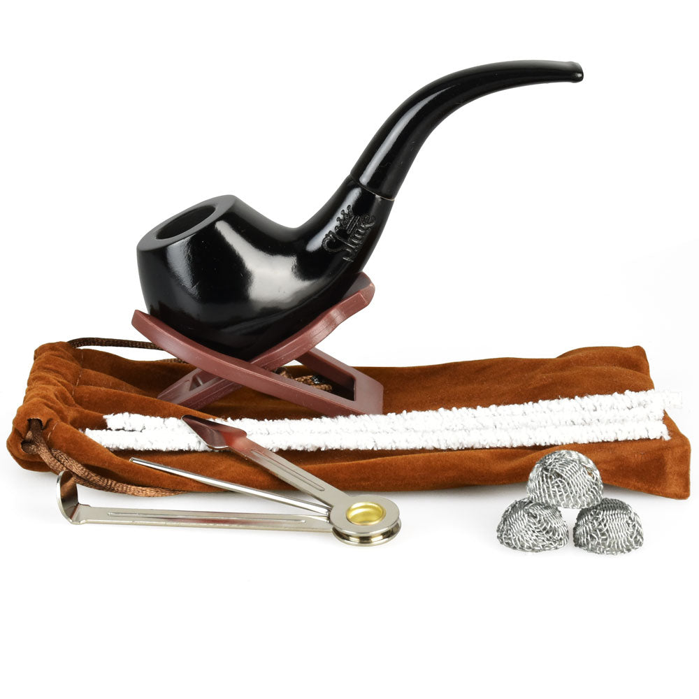 Pipa de tabaco de madera de cerezo y ébano curvada Pulsar Shire Pipes