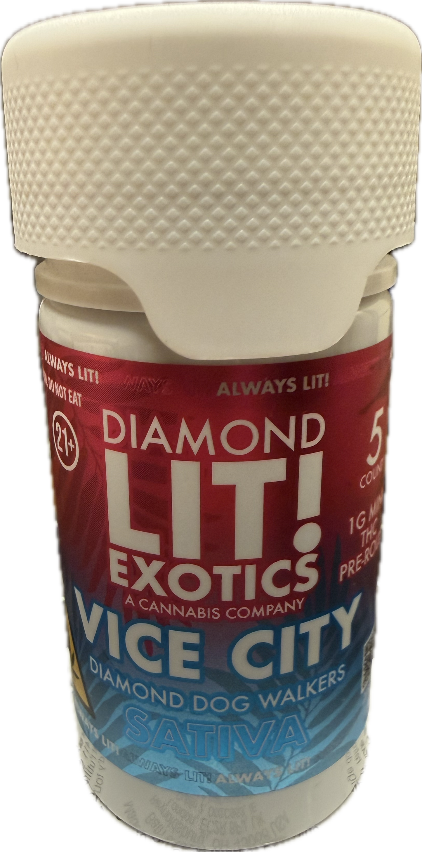 Diamond Lit! Exotics Dog Walkers - 1G Delta-8 Pre-Rolls 5ct Jar (Sativa/Hybrid/Indica)