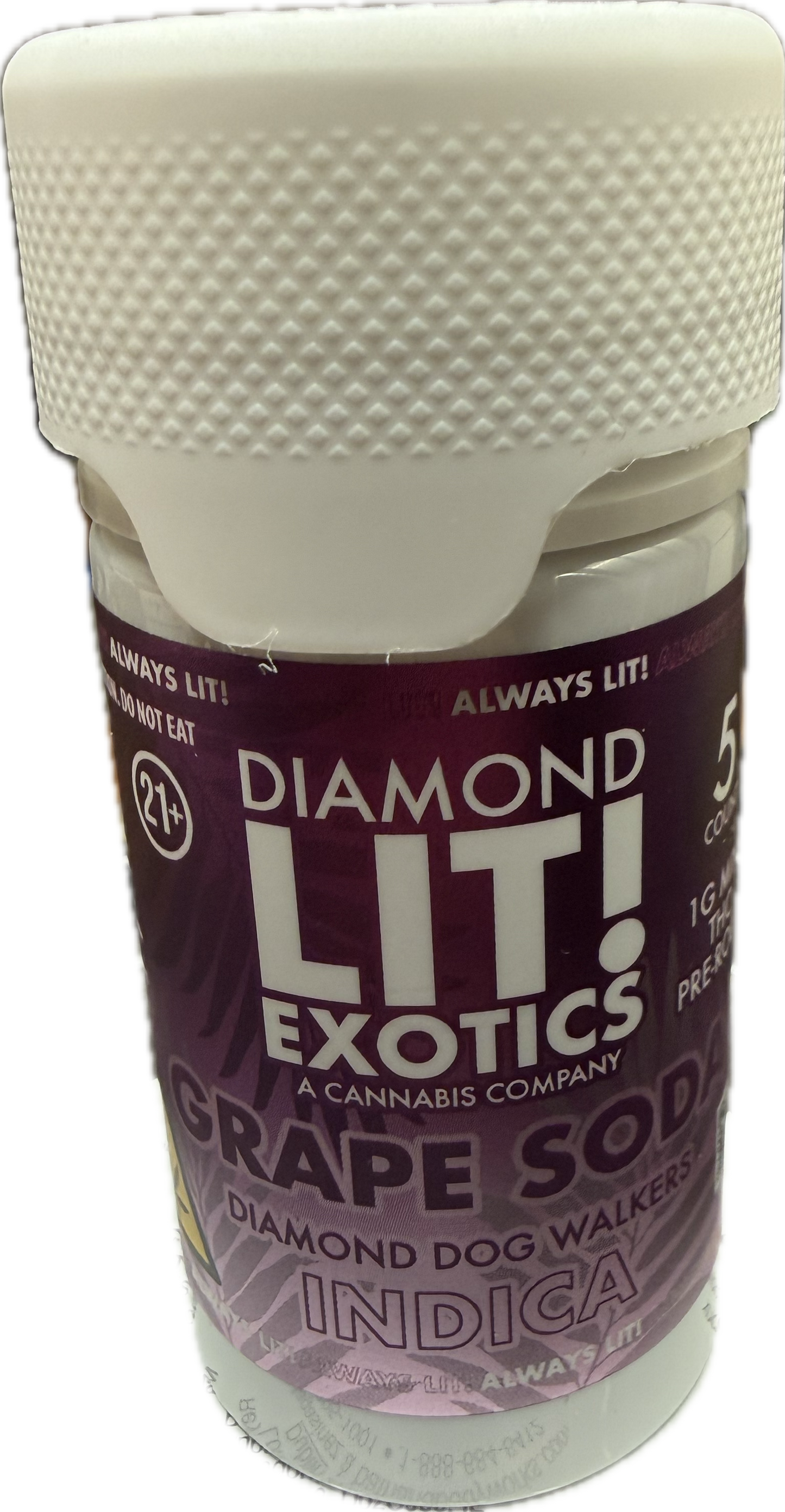 Diamond Lit! Exotics Dog Walkers - 1G Delta-8 Pre-Rolls 5ct Jar (Sativa/Hybrid/Indica)