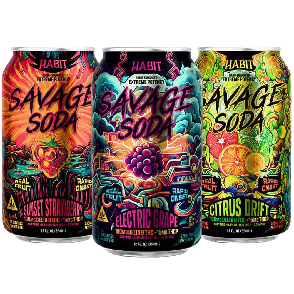 Habit D9 + THCP Savage Soda | 12oz | 100mg D9 + 15mg THCP | 6ct Pack